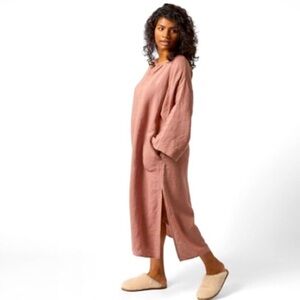 Parachute 100% Linen House Dress Sleep Kaftan Oversized Clay Pink NWT Size Small